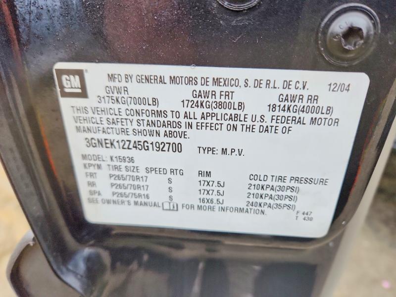 Auction sale of the 2005 Chevrolet Avalanche, vin: 3GNEK12Z45G192700, lot number: 77625345