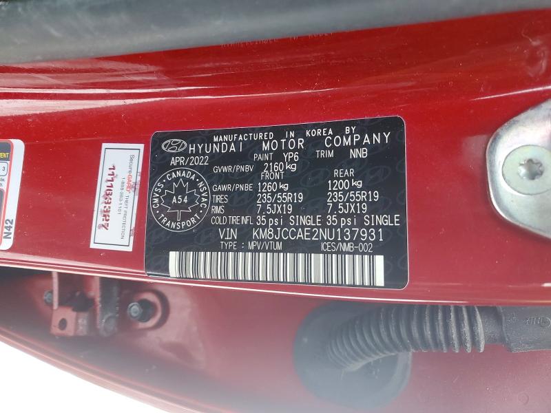 Продаж на аукціоні авто 2022 Hyundai Tucson, vin: KM8JCCAE2NU137931, номер лоту: 75174795