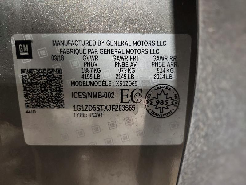 Продаж на аукціоні авто 2018 Chevrolet Malibu, vin: 1G1ZD5STXJF203565, номер лоту: 77754095