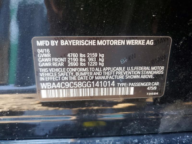 72746305 :رقم المزاد ، WBA4C9C58GG141014 vin ، 2016 Bmw 428 مزاد بيع