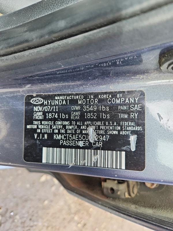 77849805 :رقم المزاد ، KMHCT5AE5CU032947 vin ، 2012 Hyundai Accent Gls مزاد بيع