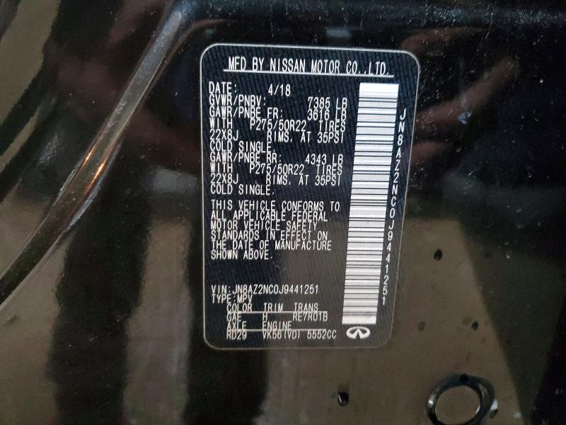 Aukcja sprzedaży 2018 Infiniti Qx80, vin: JN8AZ2NC0J9441251, numer aukcji: 76185065