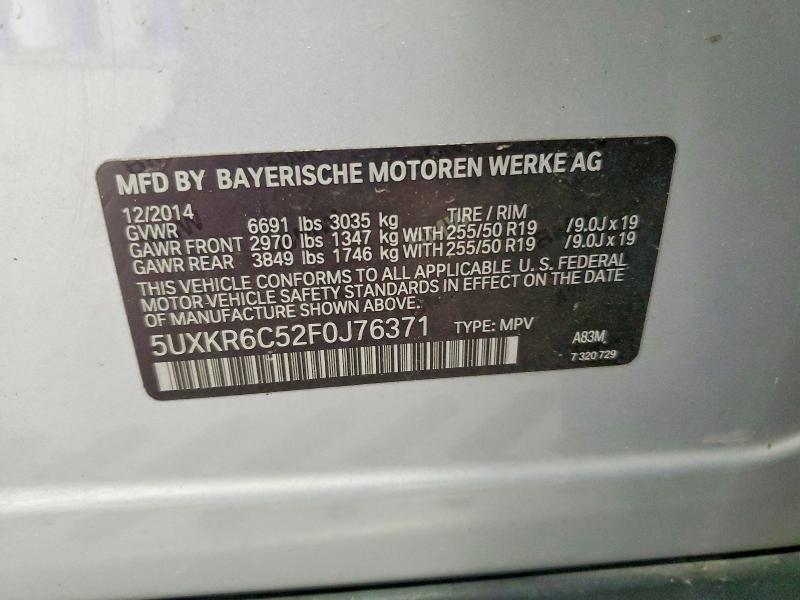 77822695 :رقم المزاد ، 5UXKR6C52F0J76371 vin ، 2015 Bmw X5 مزاد بيع