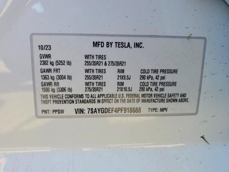Aukcja sprzedaży 2023 Tesla Model Y, vin: 7SAYGDEF4PF918688, numer aukcji: 78145175