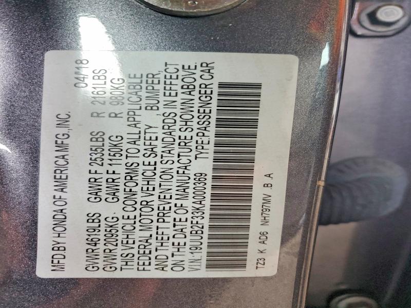 Aukcja sprzedaży 2019 Acura Tlx, vin: 19UUB2F33KA000369, numer aukcji: 78821445