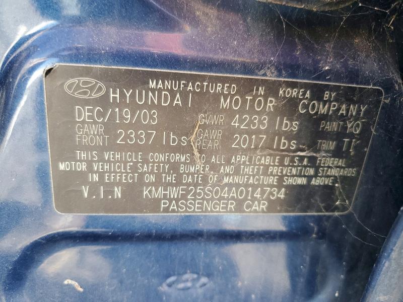 Продажа на аукционе авто 2004 Hyundai Sonata, vin: KMHWF25S04A014734, номер лота: 78855885