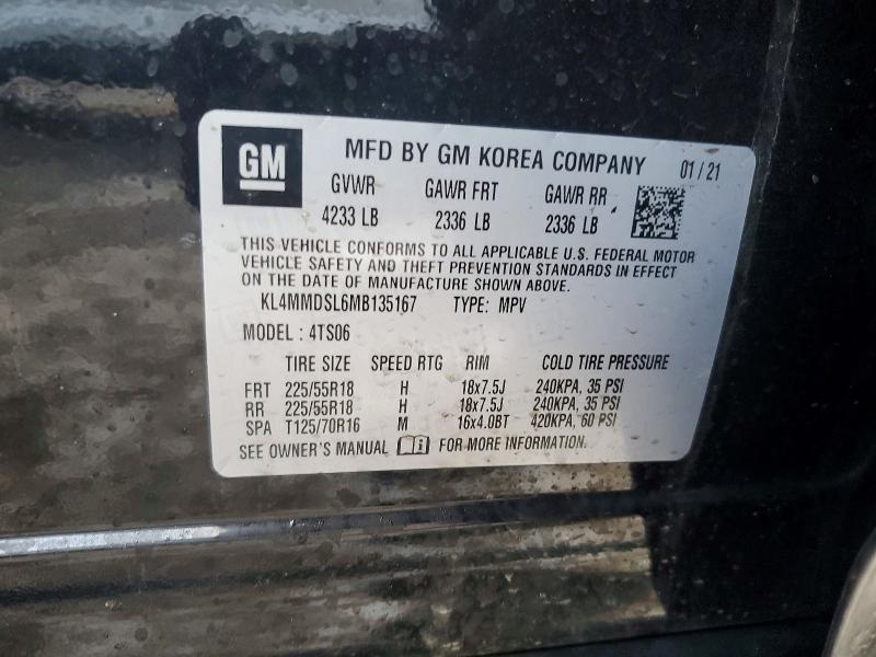 2021 Buick Encore Gx მანქანა იყიდება აუქციონზე, vin: KL4MMDSL6MB135167, აუქციონის ნომერი: 76514125