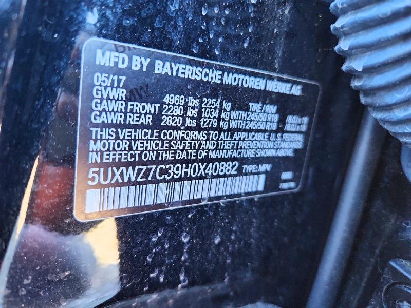 Aukcja sprzedaży 2017 Bmw X3, vin: 5UXWZ7C39H0X40882, numer aukcji: 77177775