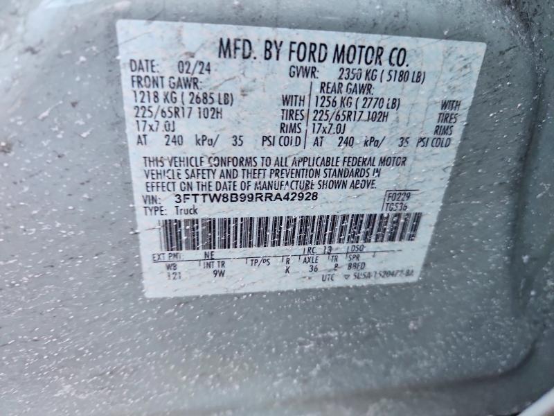 Aukcja sprzedaży 2024 Ford Maverick, vin: 3FTTW8B99RRA42928, numer aukcji: 76012985
