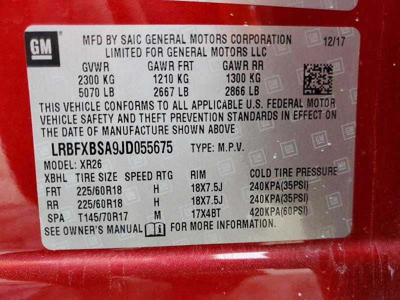 Aukcja sprzedaży 2018 Buick Envision, vin: LRBFXBSA9JD055675, numer aukcji: 77495245