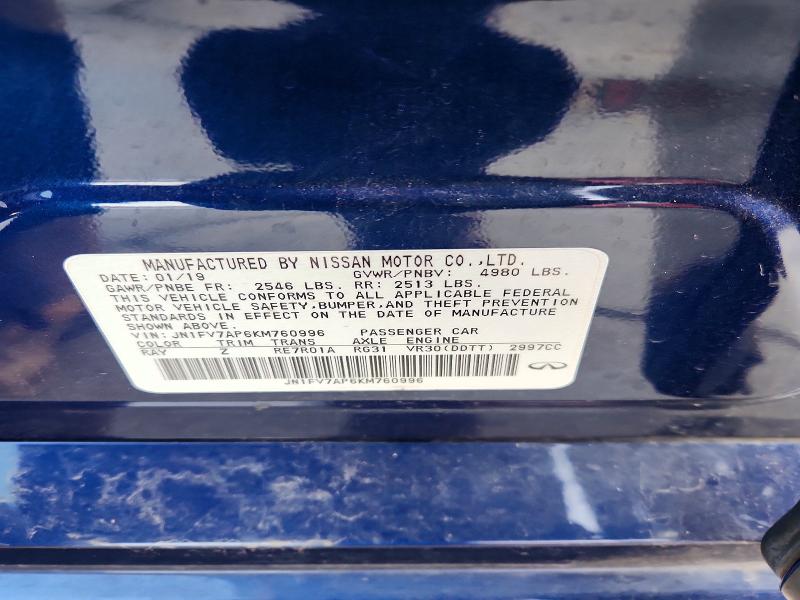 Aukcja sprzedaży 2019 Infiniti Q50, vin: JN1FV7AP6KM760996, numer aukcji: 77800935