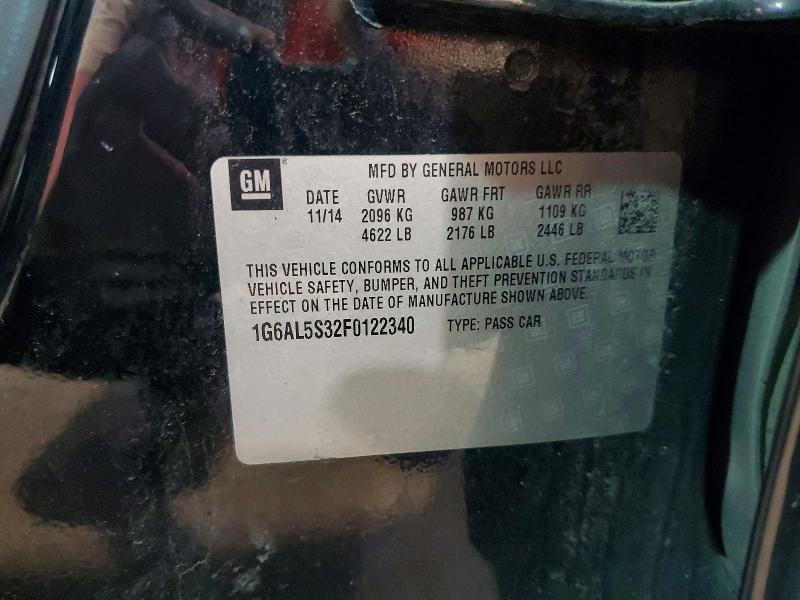 77662045 :رقم المزاد ، 1G6AL5S32F0122340 vin ، 2015 Cadillac Ats مزاد بيع