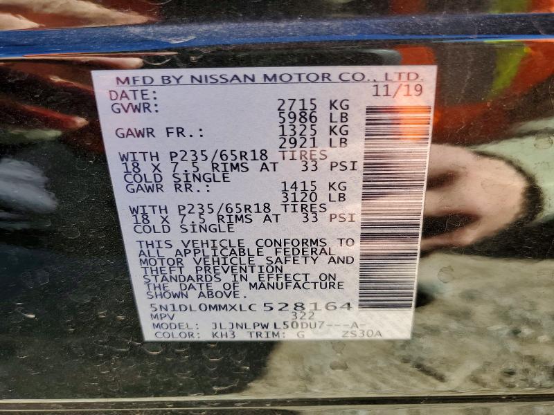 Aukcja sprzedaży 2020 Infiniti Qx60, vin: 5N1DL0MMXLC528164, numer aukcji: 75382455