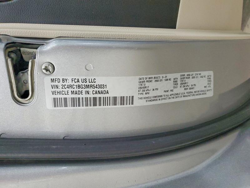 Aukcja sprzedaży 2021 Chrysler Pacifica, vin: 2C4RC1BG3MR543031, numer aukcji: 76409315