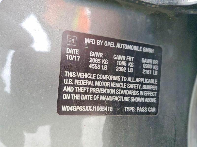 2018 Buick Regal მანქანა იყიდება აუქციონზე, vin: W04GP6SXXJ1065418, აუქციონის ნომერი: 75488435