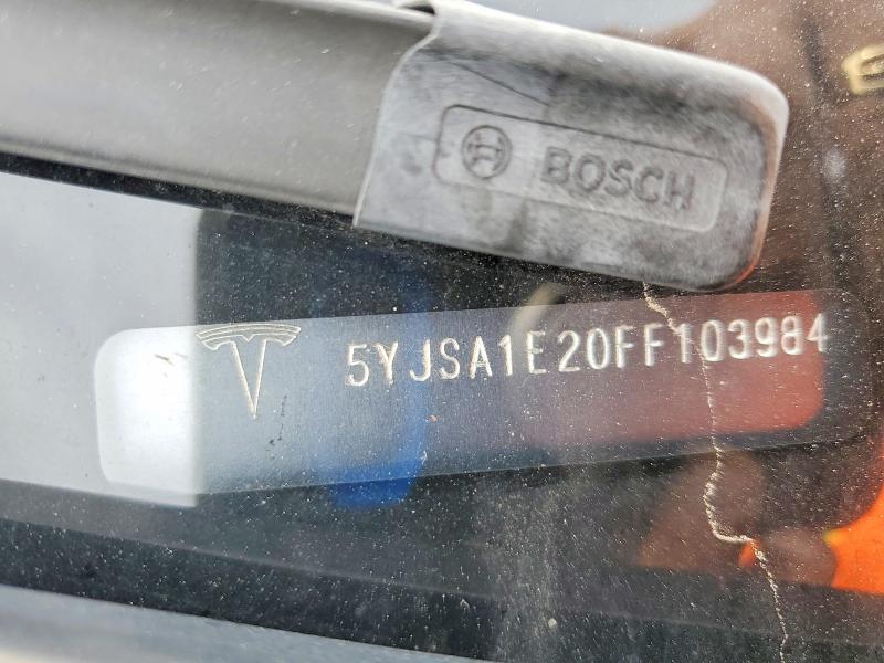 2015 Tesla Model S მანქანა იყიდება აუქციონზე, vin: 5YJSA1E20FF103984, აუქციონის ნომერი: 78514335