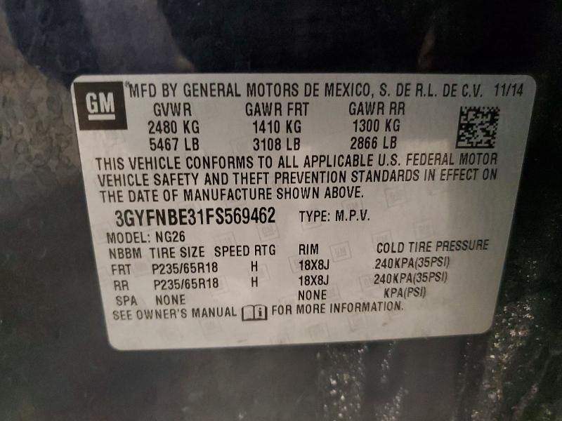 2015 Cadillac Srx მანქანა იყიდება აუქციონზე, vin: 3GYFNBE31FS569462, აუქციონის ნომერი: 78304615