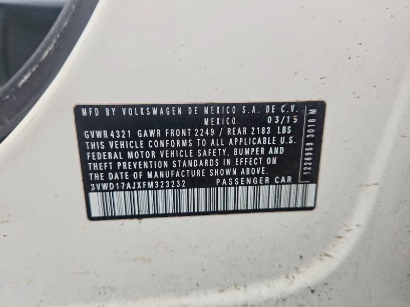 Продажа на аукционе авто 2015 Volkswagen Jetta, vin: 3VWD17AJXFM323232, номер лота: 77401425