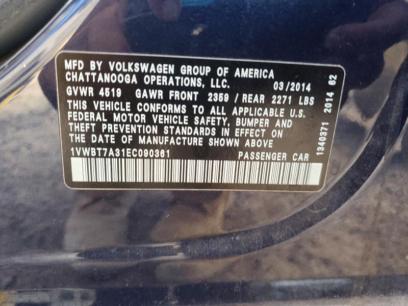 Aukcja sprzedaży 2014 Volkswagen Passat, vin: 1VWBT7A31EC090361, numer aukcji: 77225555