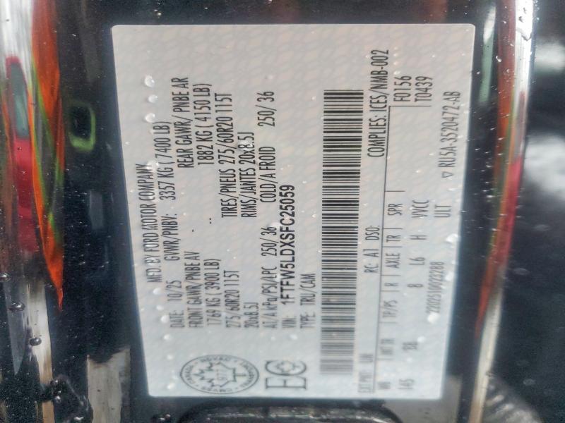 Продажа на аукционе авто 2025 Ford F150, vin: 1FTFW5LDXSFC25059, номер лота: 77190925