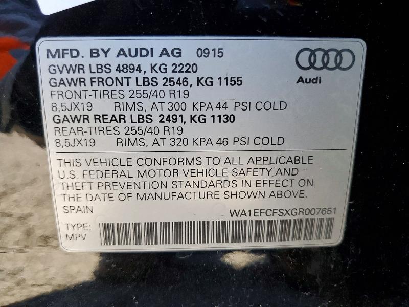 Продаж на аукціоні авто 2016 Audi Q3, vin: WA1EFCFSXGR007651, номер лоту: 78438805