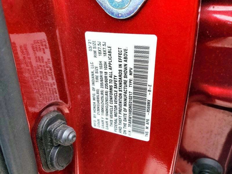 2021 Honda Cr-v მანქანა იყიდება აუქციონზე, vin: 7FARW1H85ME010217, აუქციონის ნომერი: 77771825