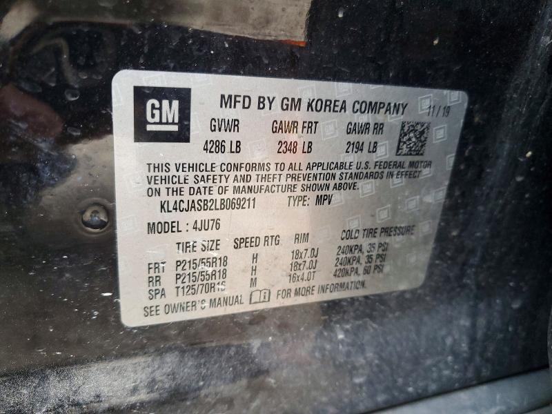 78645205 :رقم المزاد ، KL4CJASB2LB069211 vin ، 2020 Buick Encore مزاد بيع