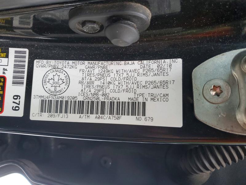 2010 Toyota Tacoma მანქანა იყიდება აუქციონზე, vin: 3TMMU4FN3AM019205, აუქციონის ნომერი: 77762105
