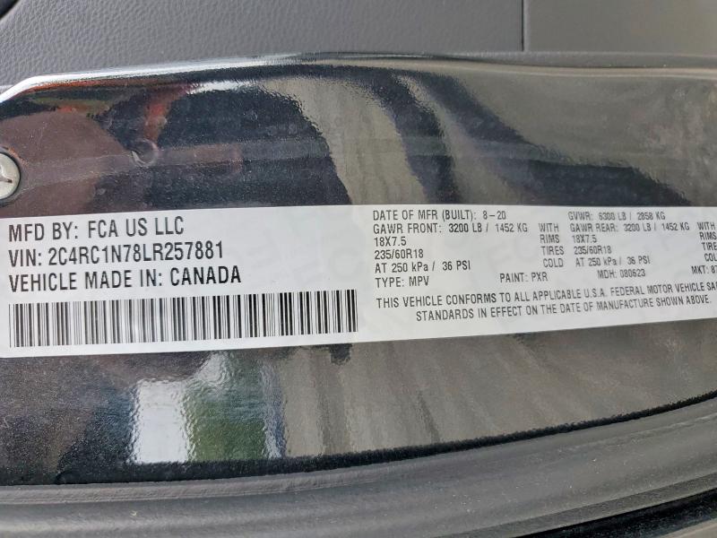 77923975 :رقم المزاد ، 2C4RC1N78LR257881 vin ، 2020 Chrysler Pacifica مزاد بيع