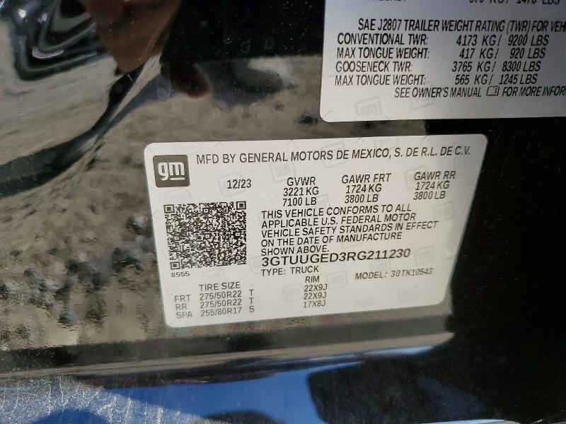 Продаж на аукціоні авто 2024 Gmc Sierra, vin: 3GTUUGED3RG211230, номер лоту: 76611985