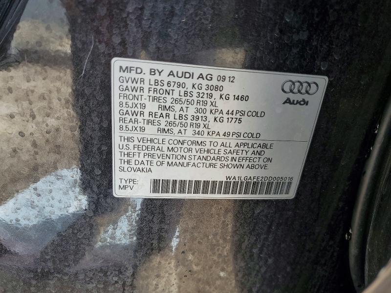 2013 Audi Q7 მანქანა იყიდება აუქციონზე, vin: WA1LGAFE2DD005016, აუქციონის ნომერი: 77798465