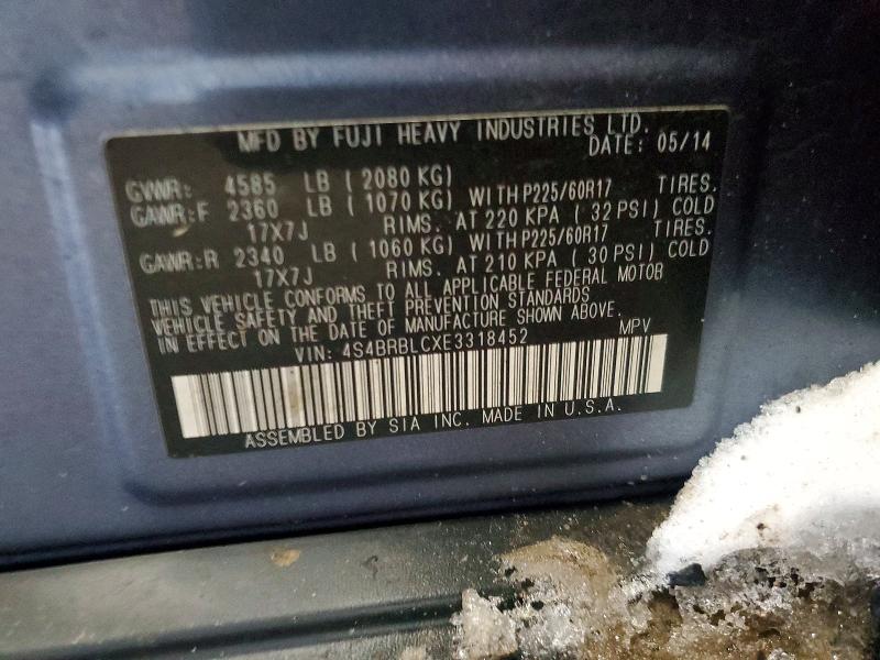 Продаж на аукціоні авто 2014 Subaru Outback, vin: 4S4BRBLCXE3318452, номер лоту: 75221265