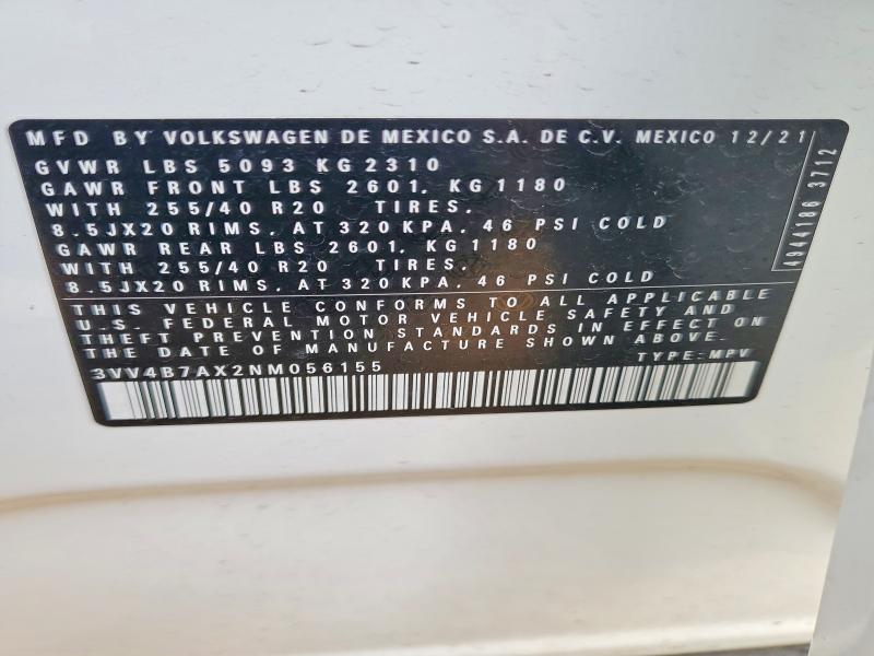 Продажа на аукционе авто 2022 Volkswagen Tiguan, vin: 3VV4B7AX2NM056155, номер лота: 75834015