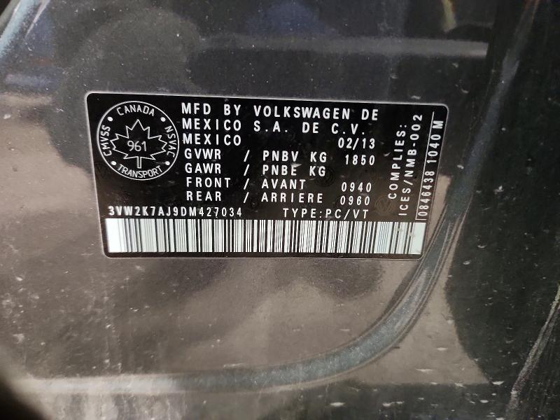 77767855 :رقم المزاد ، 3VW2K7AJ9DM427034 vin ، 2013 Volkswagen Jetta مزاد بيع