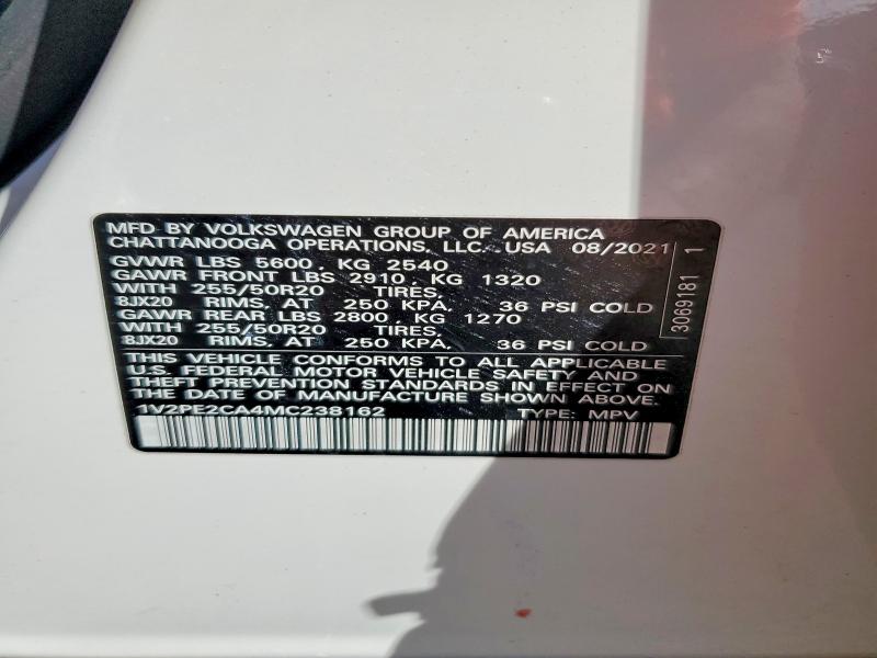 2021 Volkswagen Atlas Cross Sport მანქანა იყიდება აუქციონზე, vin: 1V2PE2CA4MC238162, აუქციონის ნომერი: 78739715