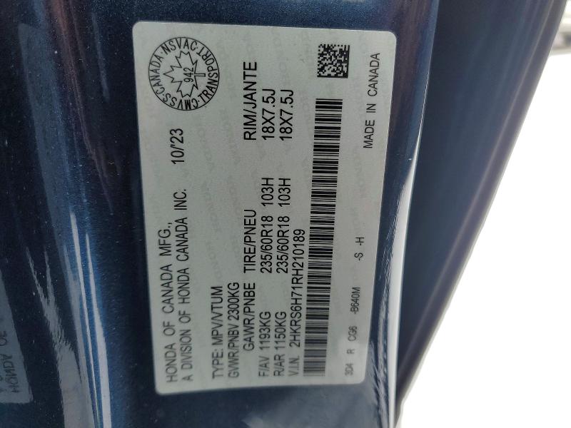 Aukcja sprzedaży 2024 Honda Cr-v, vin: 2HKRS6H71RH210189, numer aukcji: 78686835