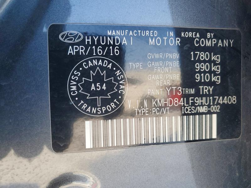 Aukcja sprzedaży 2017 Hyundai Elantra, vin: KMHD84LF9HU174408, numer aukcji: 96343735