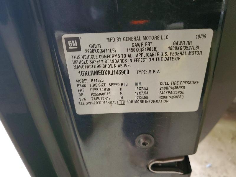 78312495 :رقم المزاد ، 1GKLRMEDXAJ146900 vin ، 2010 Gmc Acadia مزاد بيع