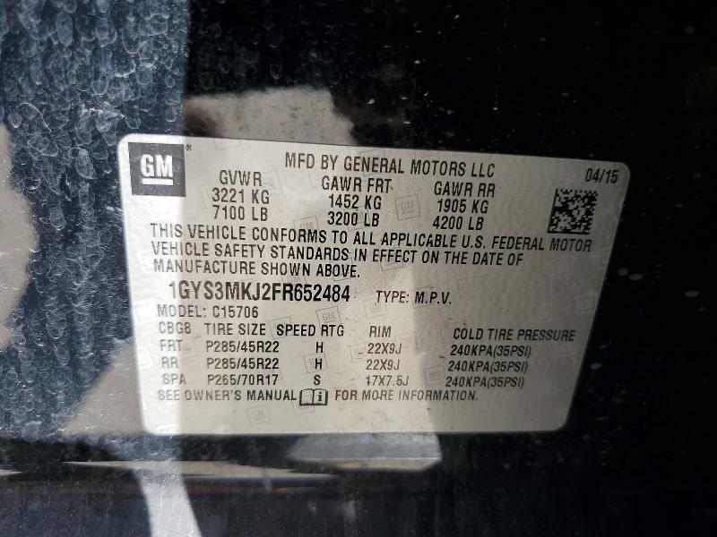Продаж на аукціоні авто 2015 Cadillac Escalade, vin: 1GYS3MKJ2FR652484, номер лоту: 77786585