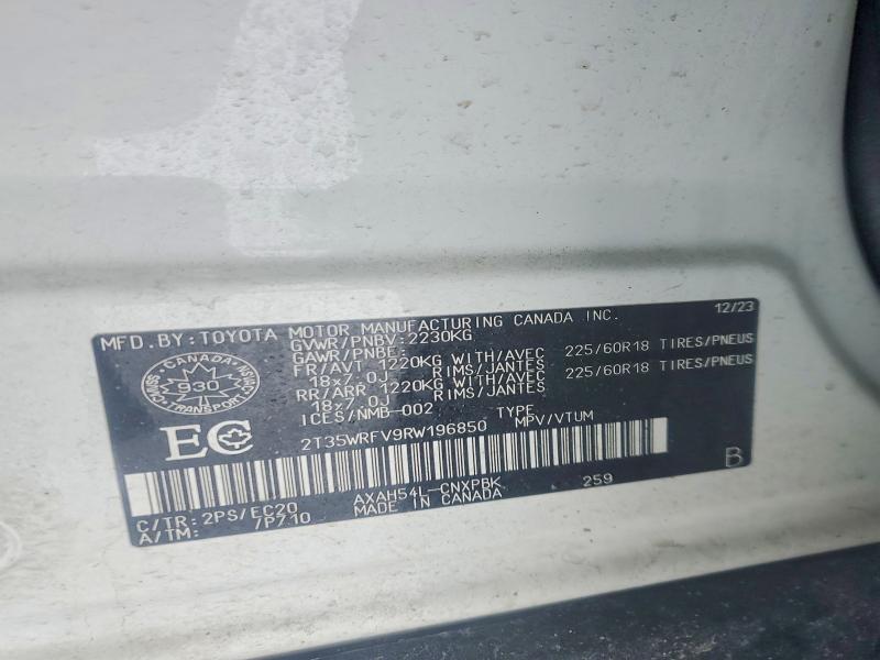 2024 Toyota Rav4 მანქანა იყიდება აუქციონზე, vin: 2T35WRFV9RW196850, აუქციონის ნომერი: 77193845