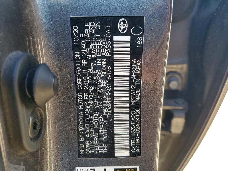 Aukcja sprzedaży 2021 Toyota Corolla, vin: JTND4MBE9M3116478, numer aukcji: 51179946