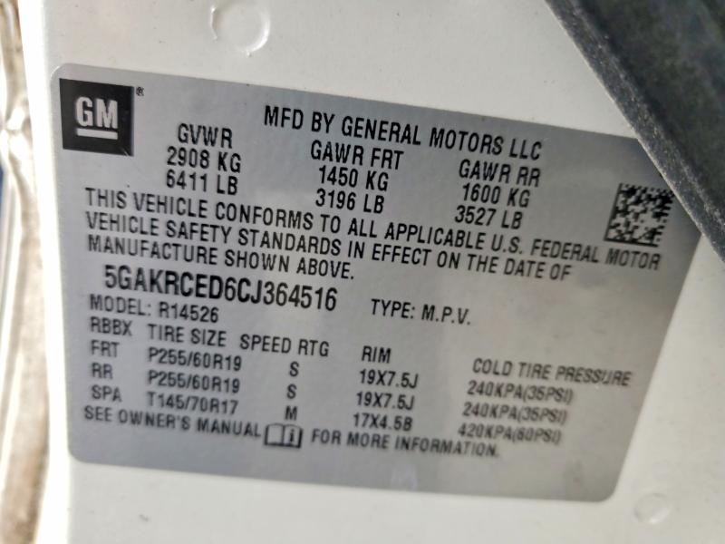 Aukcja sprzedaży 2012 Buick Enclave, vin: 5GAKRCED6CJ364516, numer aukcji: 78973765