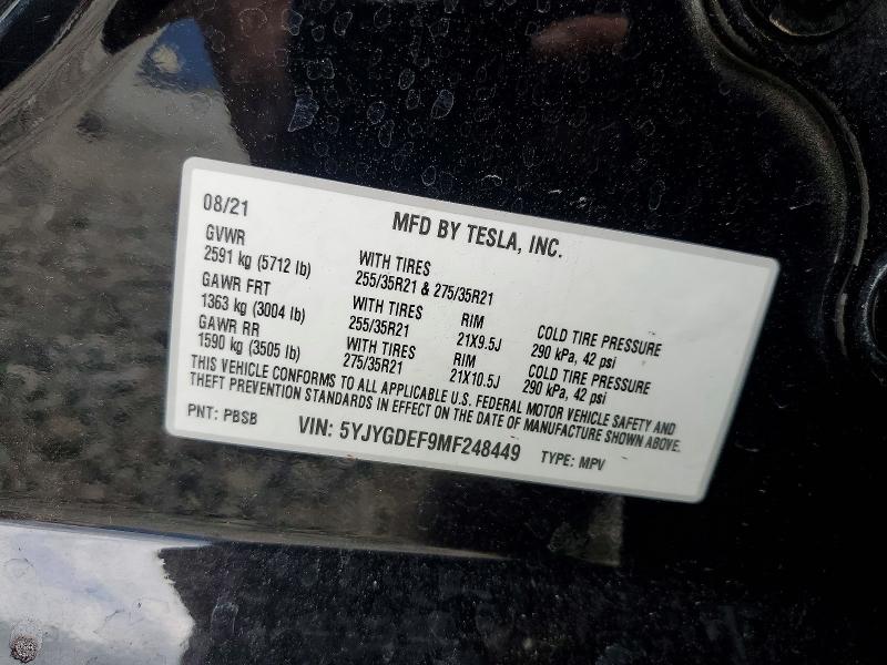 78182285 :رقم المزاد ، 5YJYGDEF9MF248449 vin ، 2021 Tesla Model Y مزاد بيع