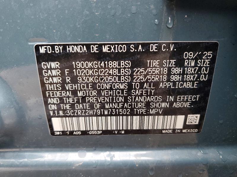 Продажа на аукционе авто 2026 Honda Hr-v, vin: 3CZRZ2H79TM731502, номер лота: 77671945