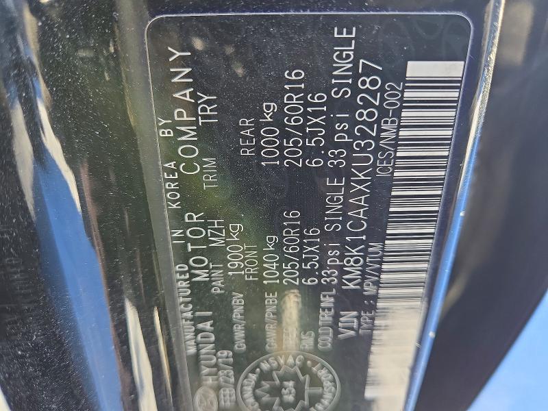 74134785 :رقم المزاد ، KM8K1CAAXKU328287 vin ، 2019 Hyundai Kona مزاد بيع