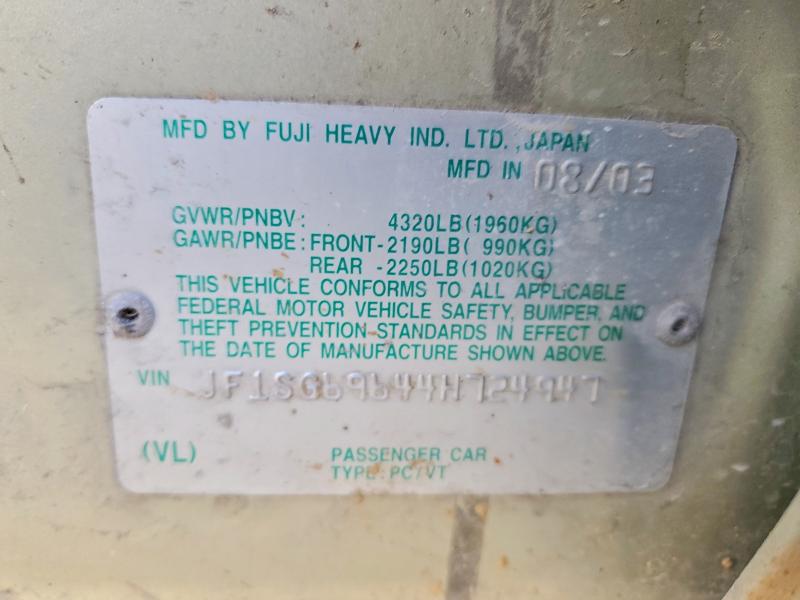Aukcja sprzedaży 2004 Subaru Forester, vin: JF1SG69644H724947, numer aukcji: 78640005