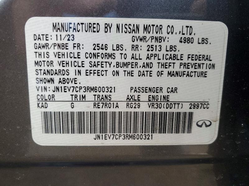 Продажа на аукционе авто 2024 Infiniti Q50, vin: JN1EV7CP3RM600321, номер лота: 78819405