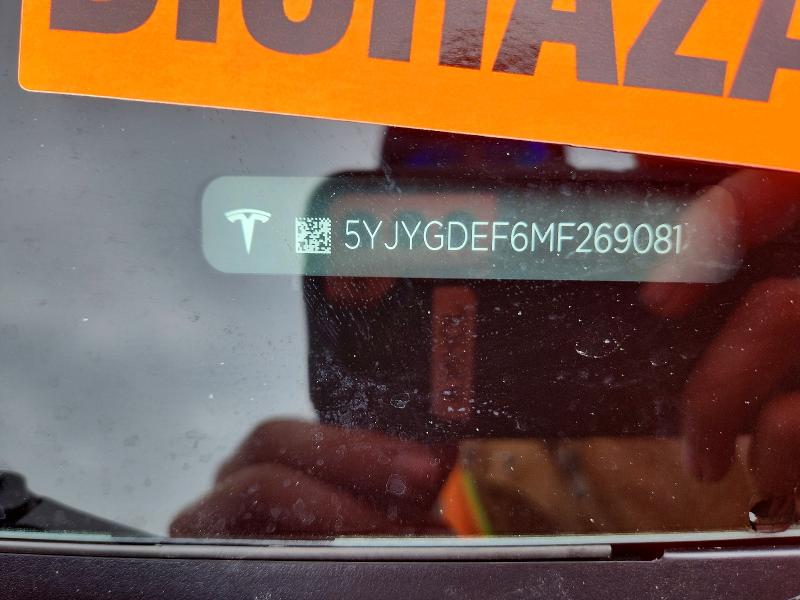 78822245 :رقم المزاد ، 5YJYGDEF6MF269081 vin ، 2021 Tesla Model Y مزاد بيع