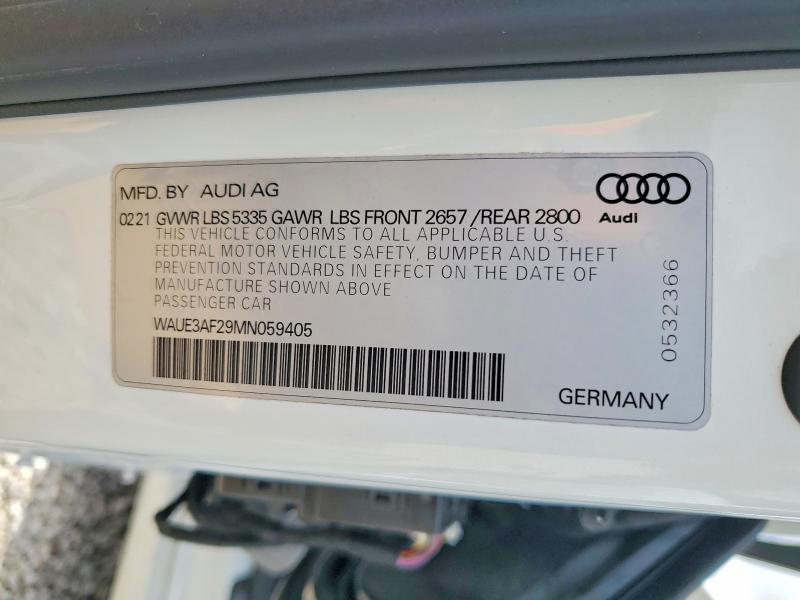 Aukcja sprzedaży 2021 Audi A6, vin: WAUE3AF29MN059405, numer aukcji: 77509225