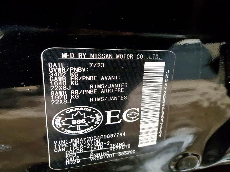 76153005 :رقم المزاد ، JN8AY2DB4P9837784 vin ، 2023 Nissan Armada مزاد بيع